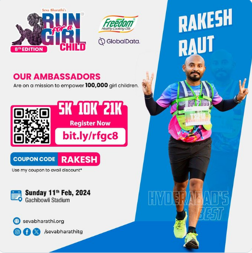 Run For A Girl Child - 2024, 8th Edition At Gachibowli Stadium