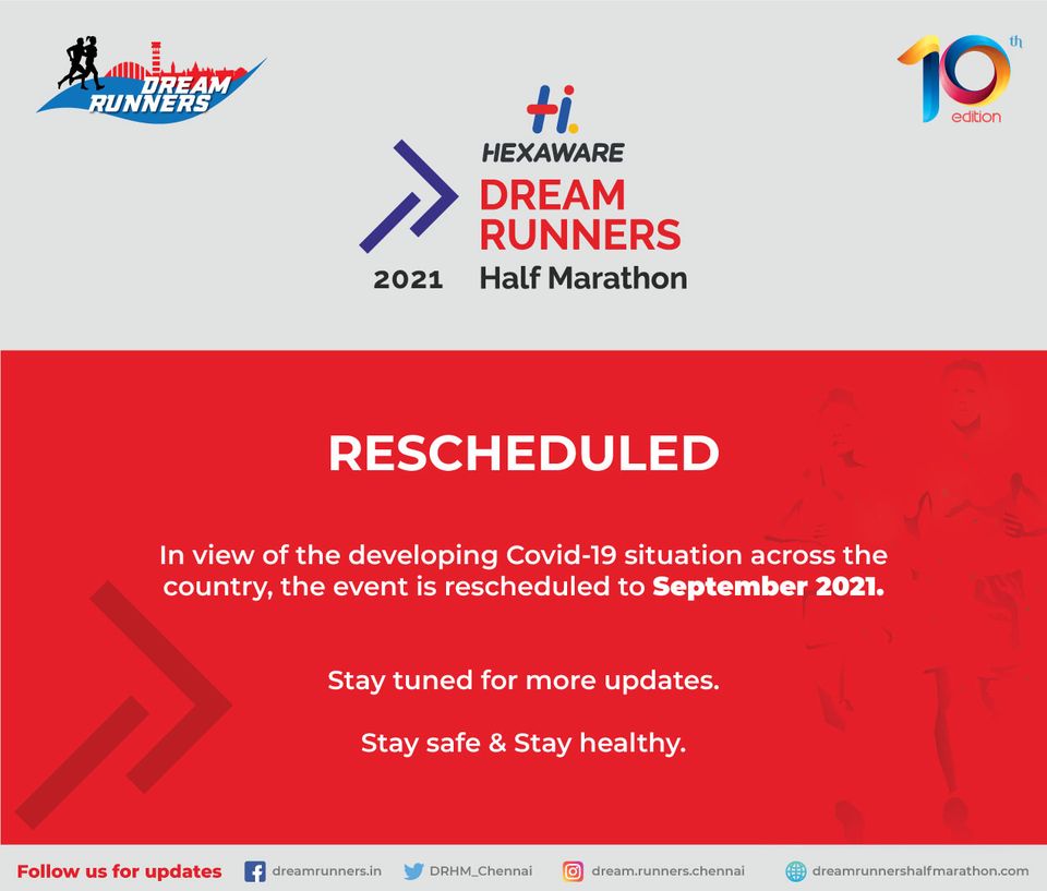 Hexaware Dream Runners Half Marathon 2021 ( Rescheduled  to September)