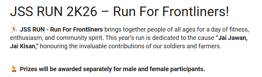 JSS Run 2026 – Run for the Frontliners